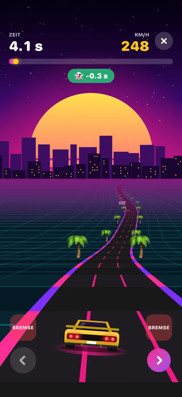 Turbo Race in porpor, mitten im Spiel.