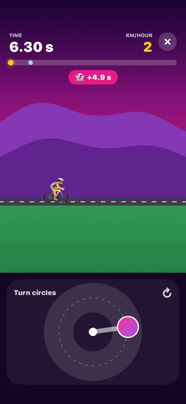 Cycling in porpor, halfway through a game.