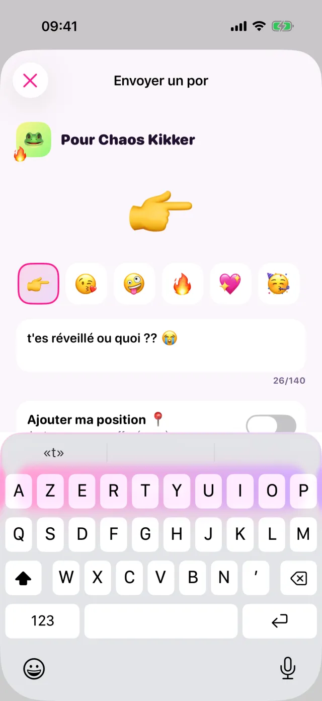 Envoyer un por avec un emoji et un petit message.