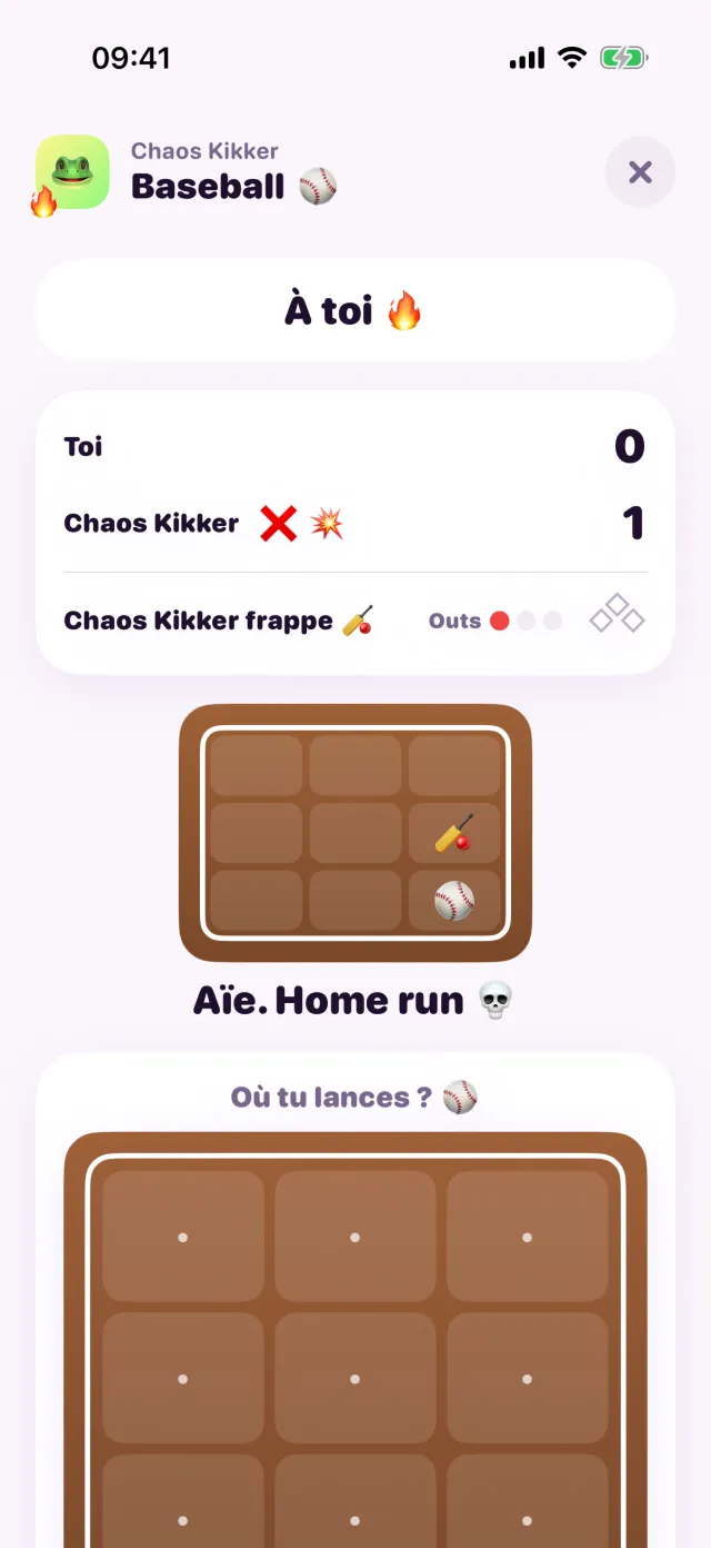 Baseball dans porpor, en pleine partie.