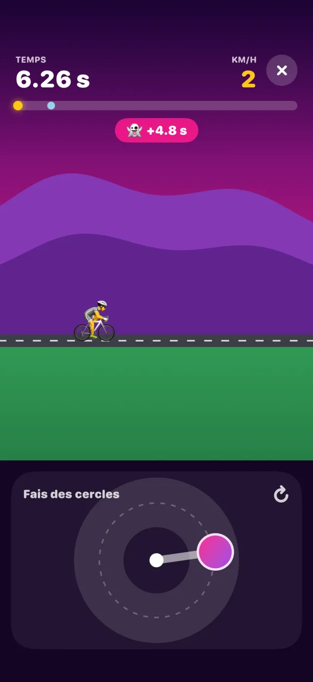 Vélo dans porpor, en pleine partie.