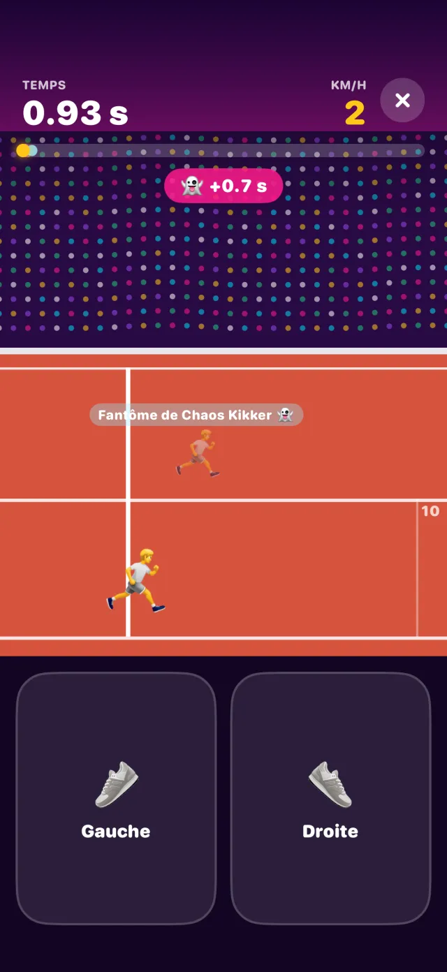 Sprint dans porpor, en pleine partie.