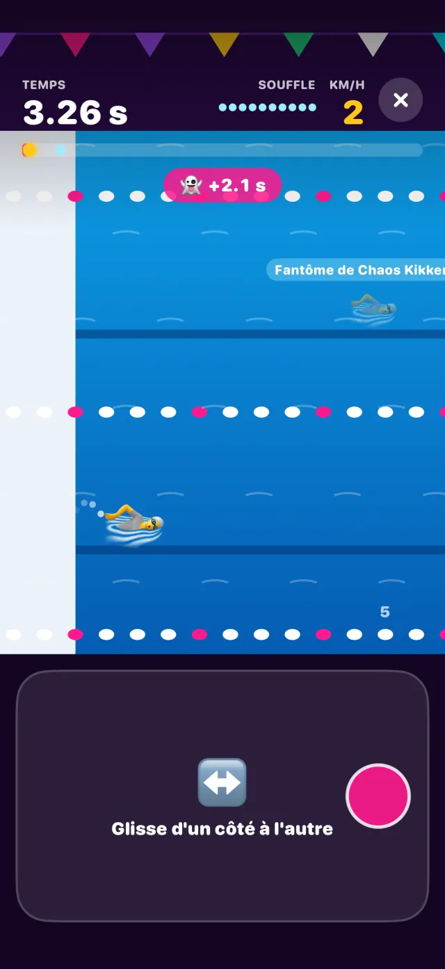 Natation dans porpor, en pleine partie.