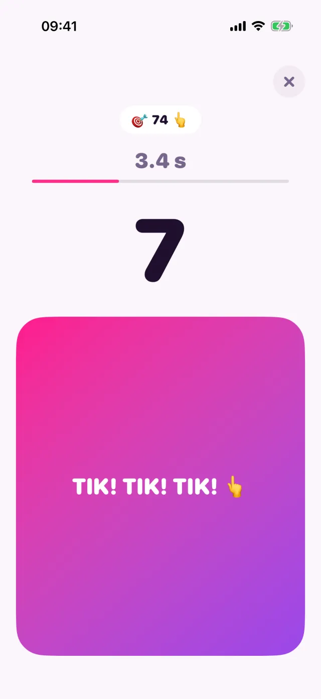 Tap Warrior in porpor, midden in een spelletje.